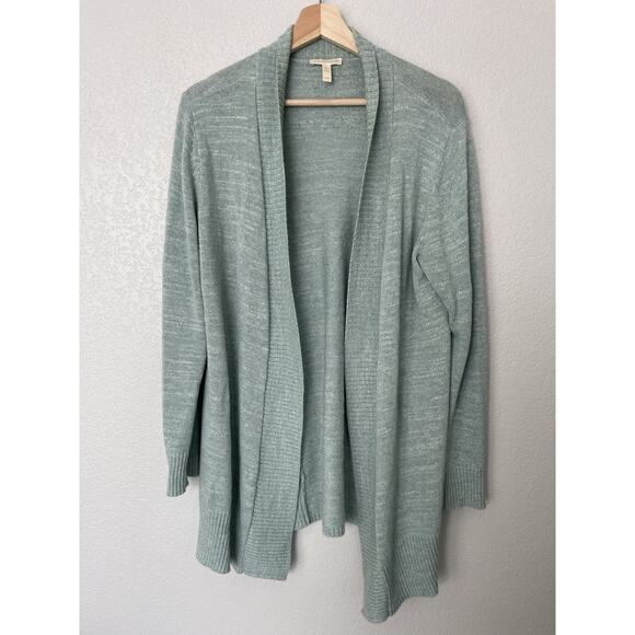 Eileen Fisher Mint Green Organic Cotton Open Drape Cardigan M - Picture 1 of 6